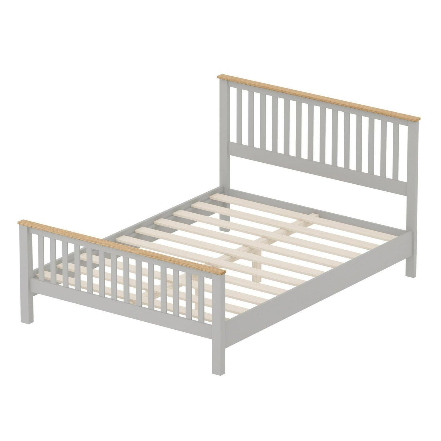 Queen Size Panel Bed with Grey and Oak Finish Top