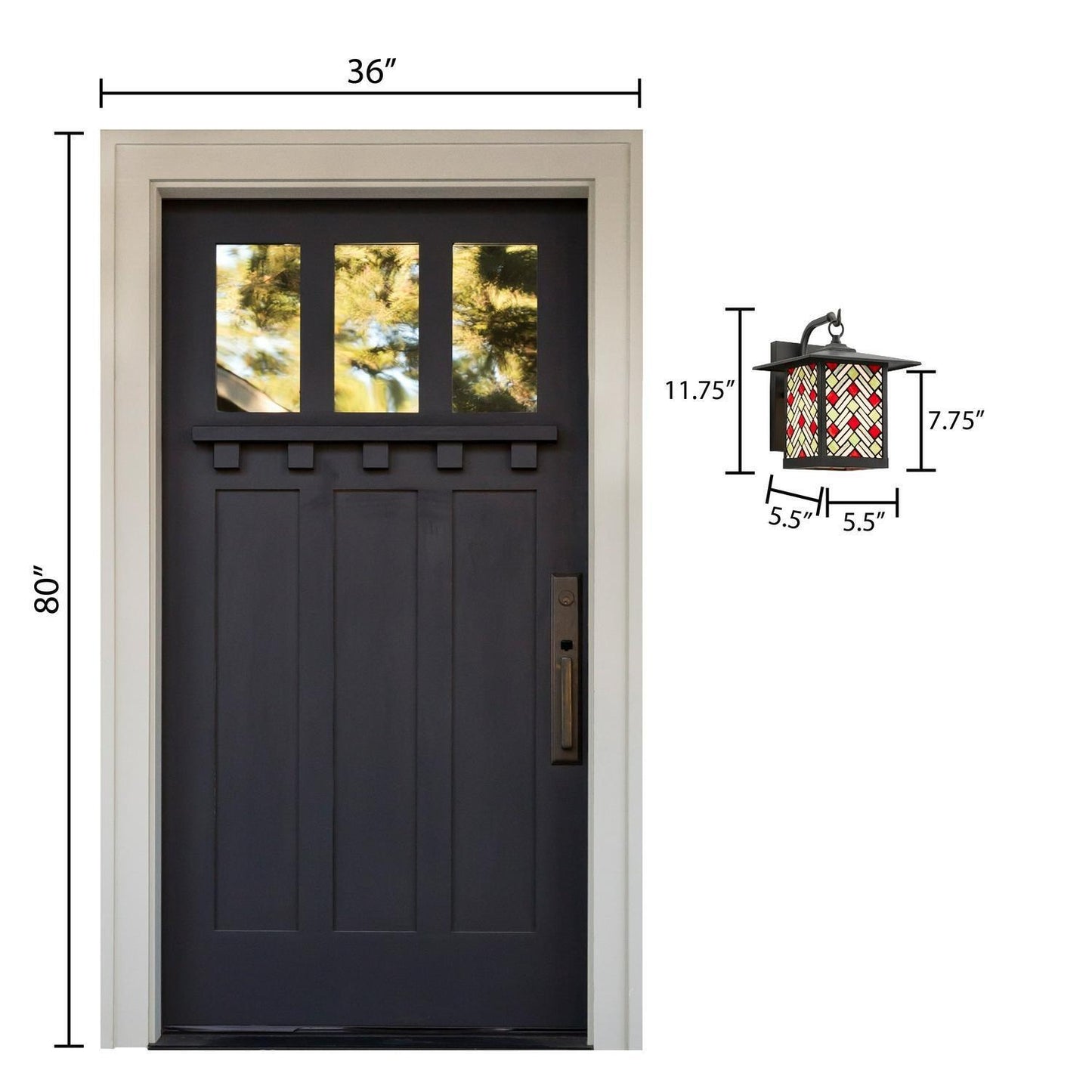 Oil Rubbed Bronze Outdoor Lantern Wall Sconce Multicolor Stained Glass