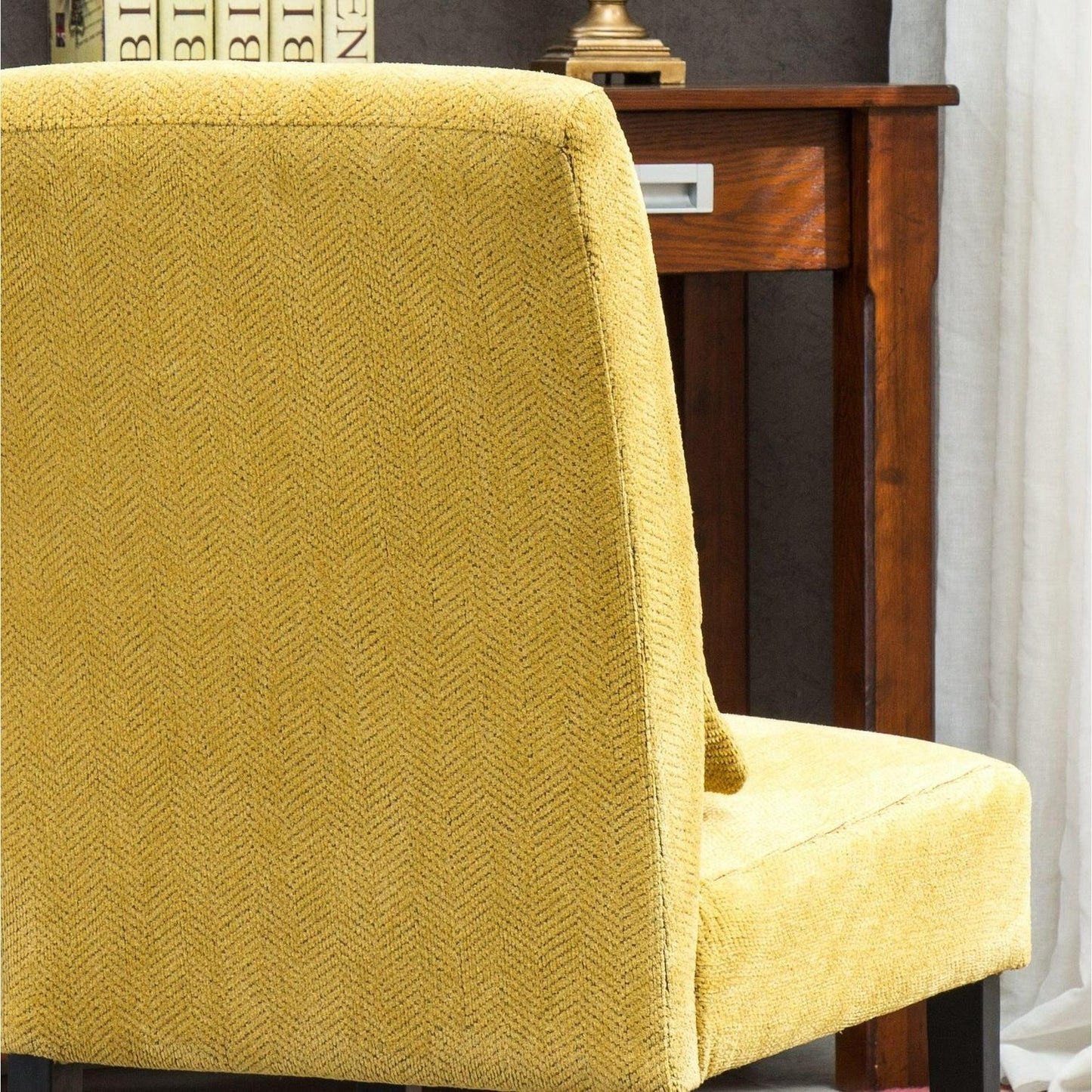 Yellow Chenille Fabric Accent Chair w/Matching Pillow - Livingroom, Bedroom