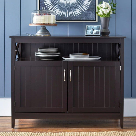 Dining Buffet Storage Cabinet Country Style Sideboard Black Finish