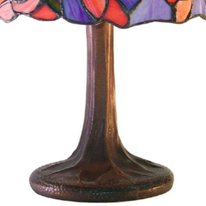 Floral Red Blue Green Stained Glass Accent Table Reading Lamp Tiffany Inspired