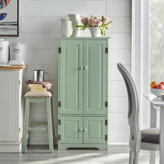 Country Kitchen Cabinet Storage Pantry Organizer Cupboard Mint Finish 4ft Tall