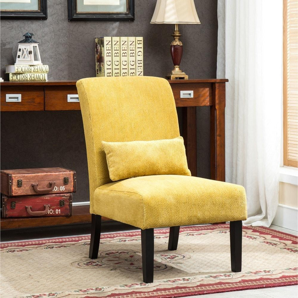 Yellow Chenille Fabric Accent Chair w/Matching Pillow - Livingroom, Bedroom