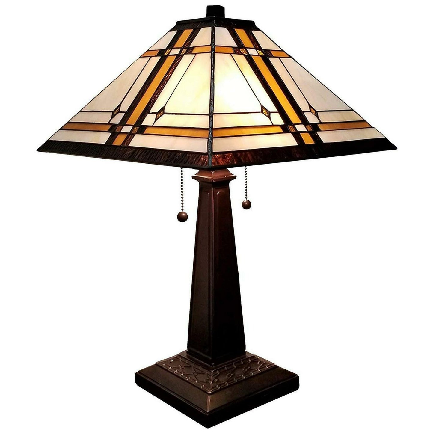 Tiffany Style Mission Table Lamp Handcrafted Stained Glass Accent Lamp