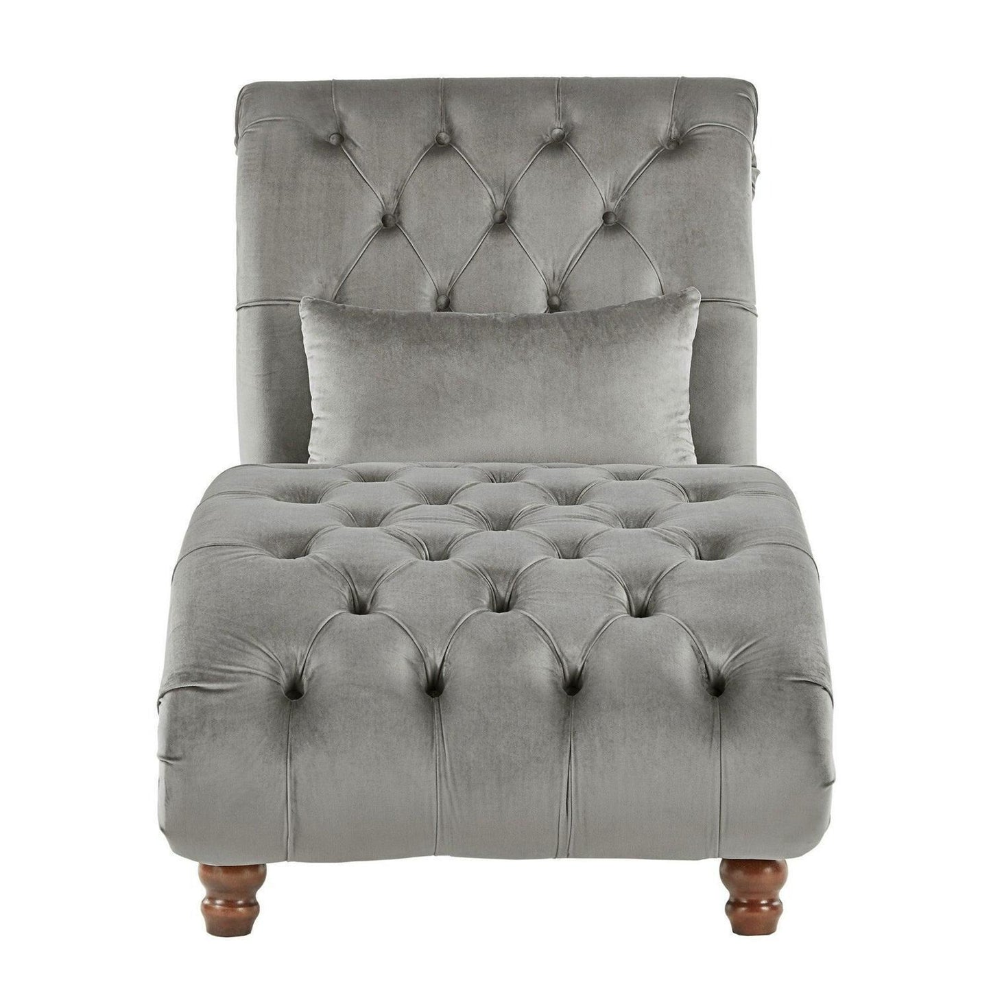 Light Grey Velvet Upholstered Oversized Chaise Lounge Chair Sofa w/ Pillow