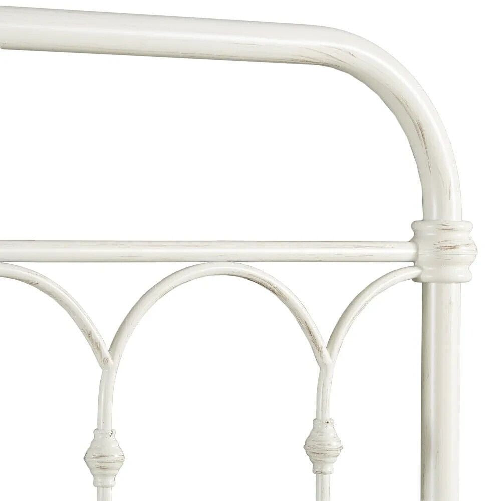 Classic Style Antique White Finish Casted Knot Metal Bed in FULL Size