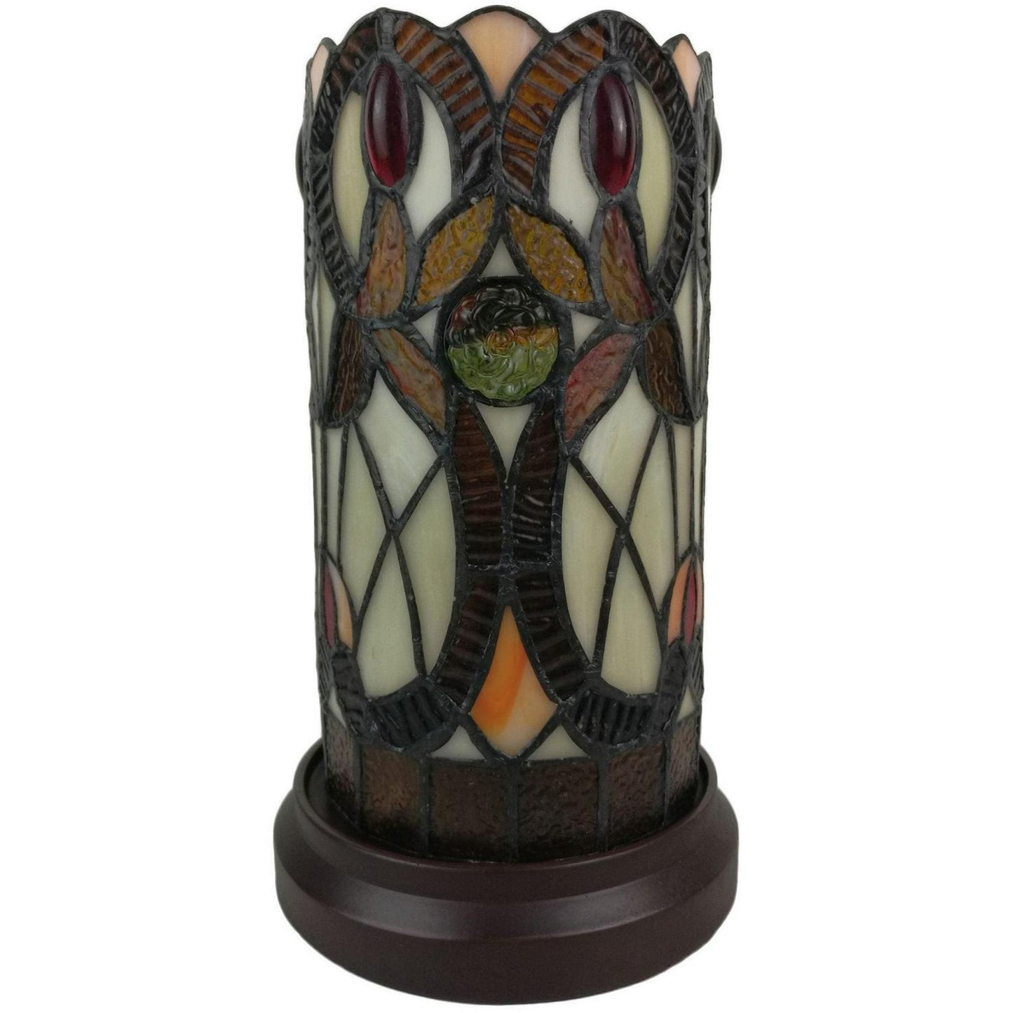 Amber Tiffany Style Stained Glass Hurricane Lamp Table Lamp 10.5in Tall