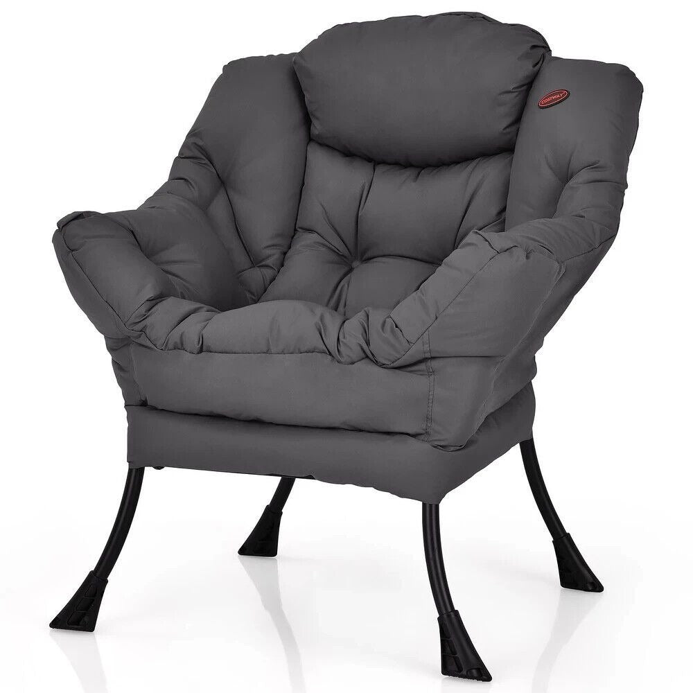 Lazy Lounge Sofa Chair in Grey Finish - Powder Coated Steel Frame and Legs