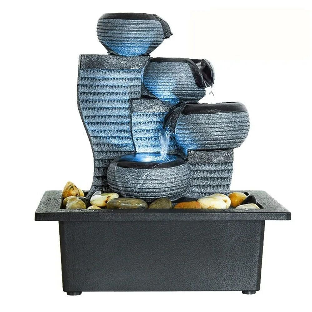 Embrace Serenity: Indoor Tabletop Bowl Waterfall Tabletop Fountain LED Lit 10in