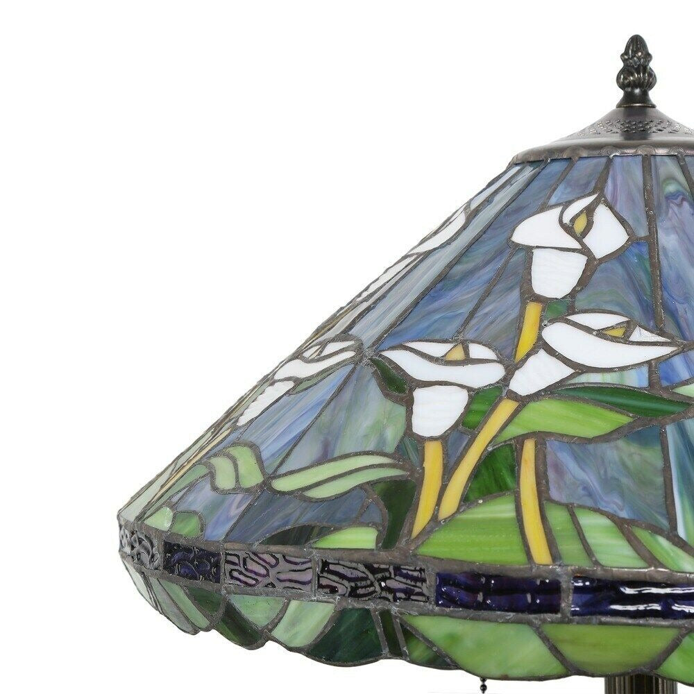 Tiffany Style Stained Glass Lilly Flower Reading Accent Floor Lamp