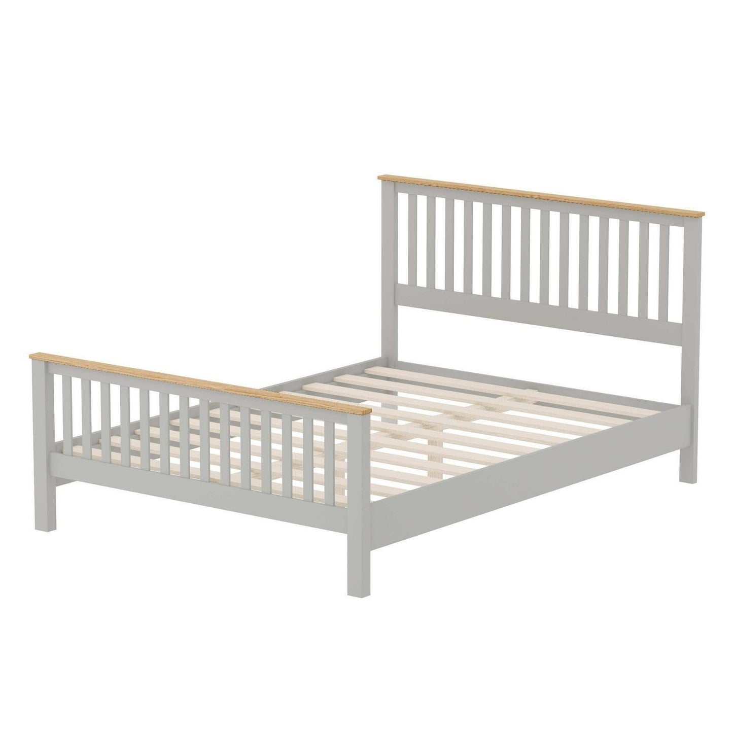 Queen Size Panel Bed with Grey and Oak Finish Top