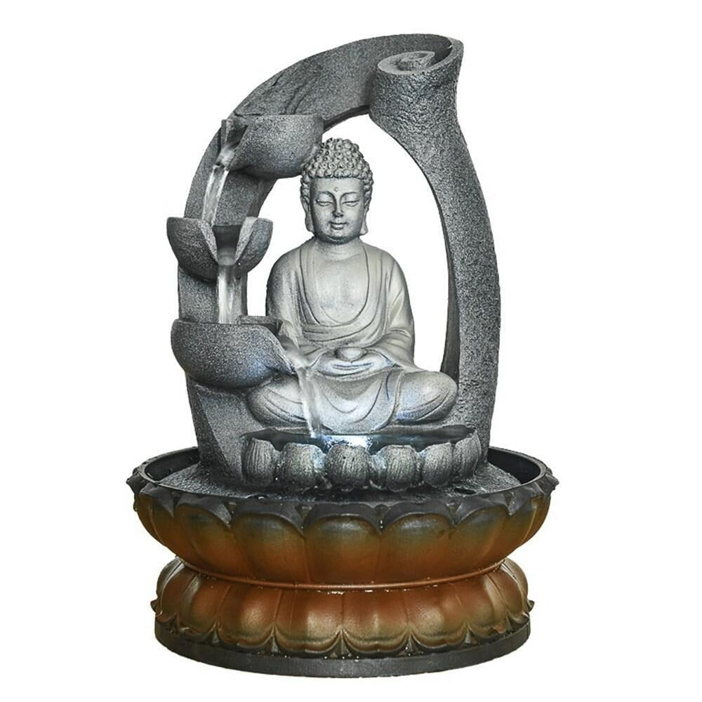 Table Buddha Fountain: Zen Meditation Waterfall for Relaxed Mindful Living 11in
