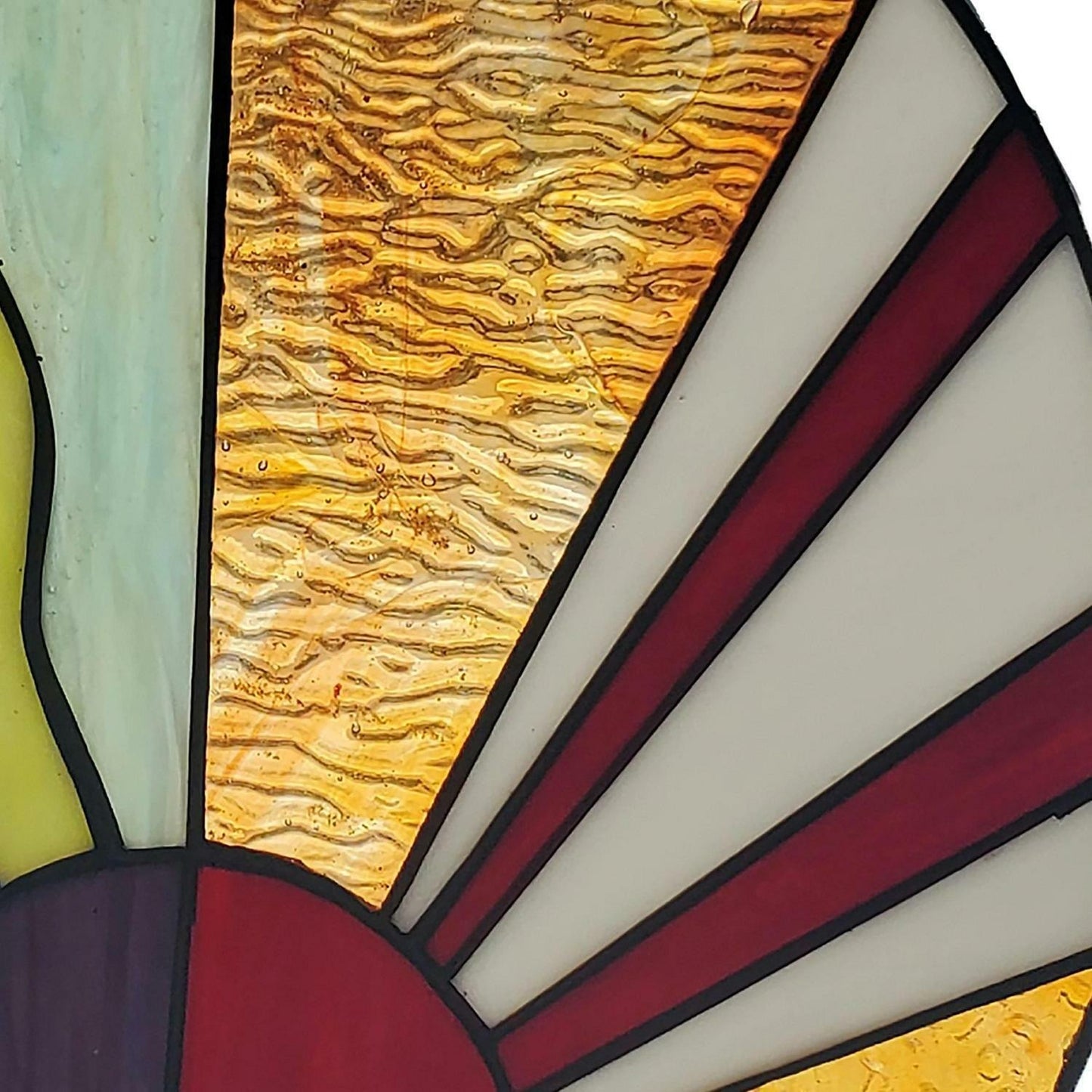 Ray of Sun Design Stained Glass Window Panel Suncatcher 12.75in