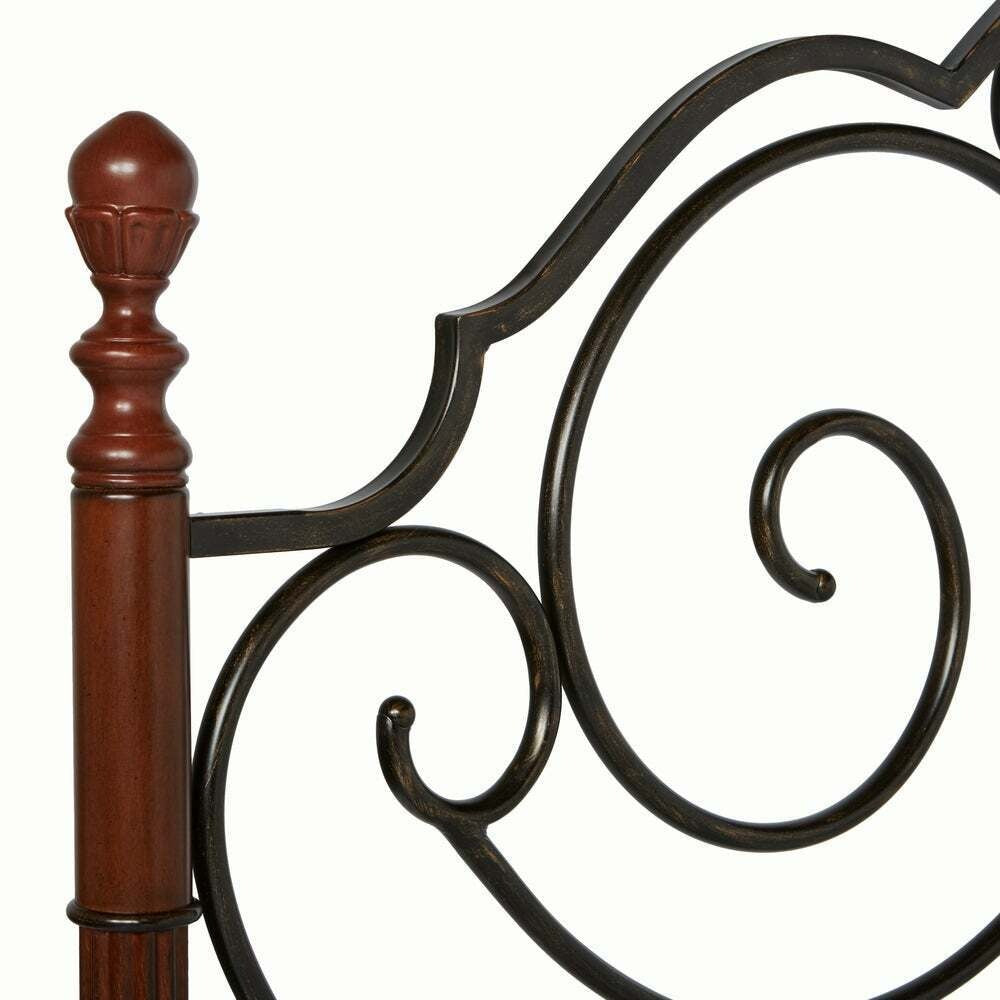 QUEEN Size Scroll Cherry Bronze Finish Iron Bed Vintage Headboard and Footboard