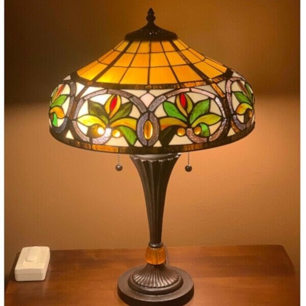 Tiffany Style Stained Glass Sunrise Table Lamp Accent Reading Lamp - 2 Light