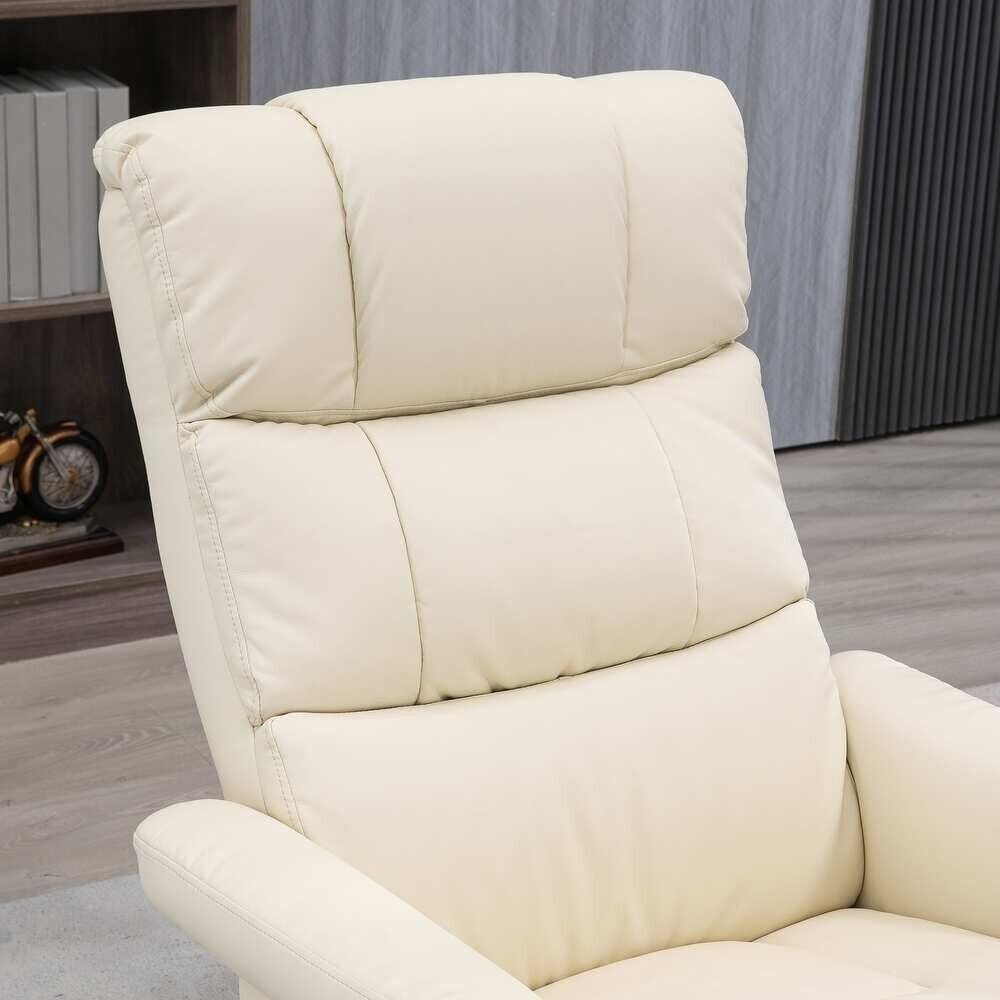 Reclining Lounge Chair Swivel Recliner Sofa Seat Massage and Ottoman in in Cream