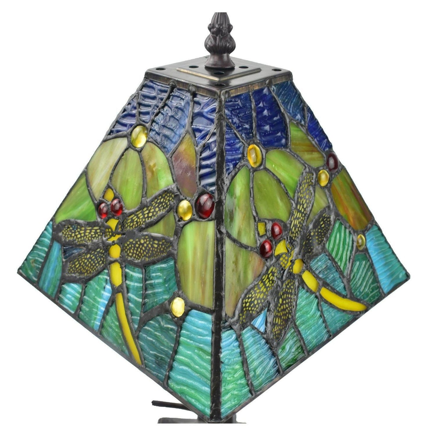 Dragonfly Table Accent Lamp Tiffany Style Mission Stained Glass 15in