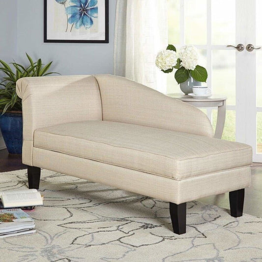 Beige Finish Chaise Lounge with Storage Compartment