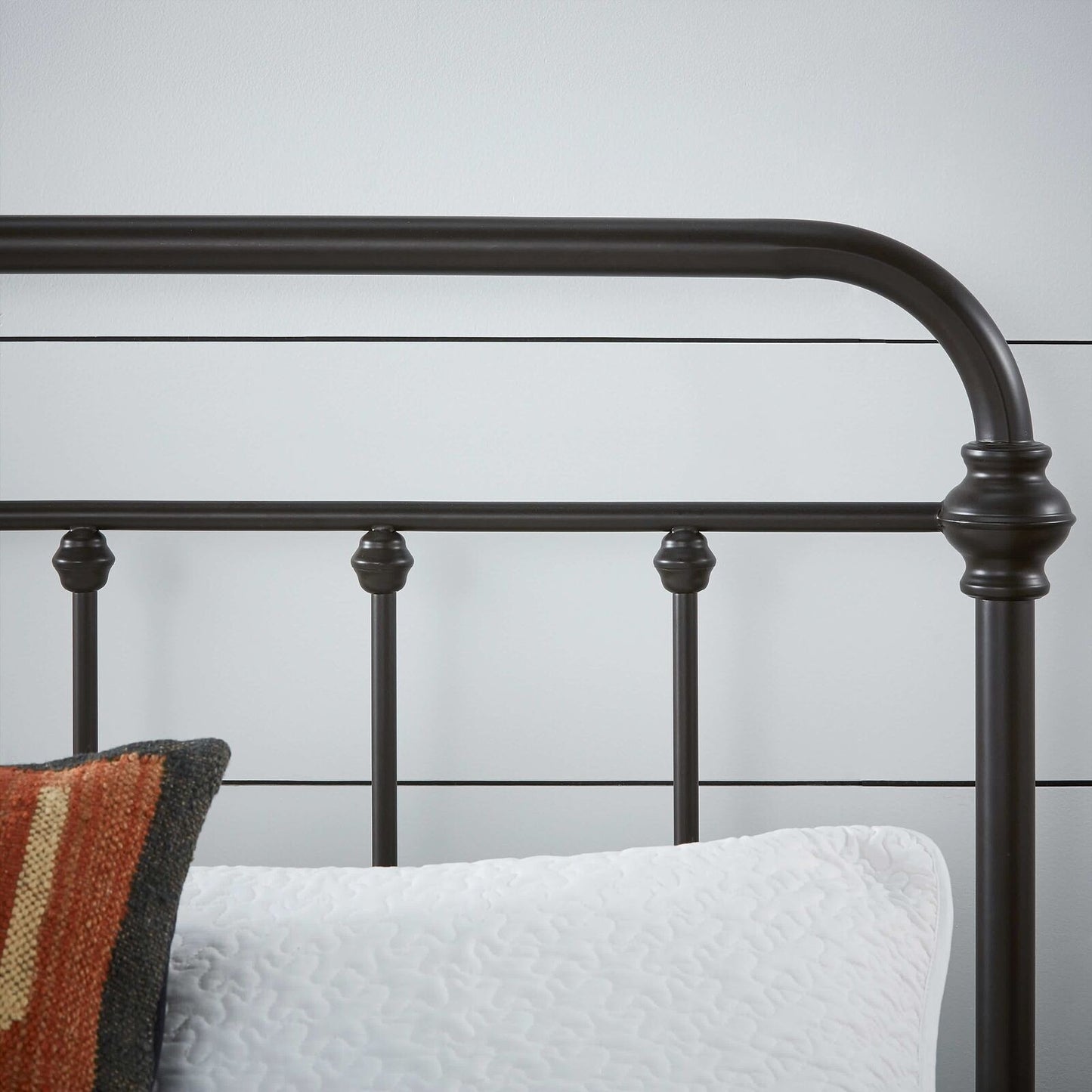 Farmhouse Country Style Antique Dark Bronze Iron Metal Bed - King Size