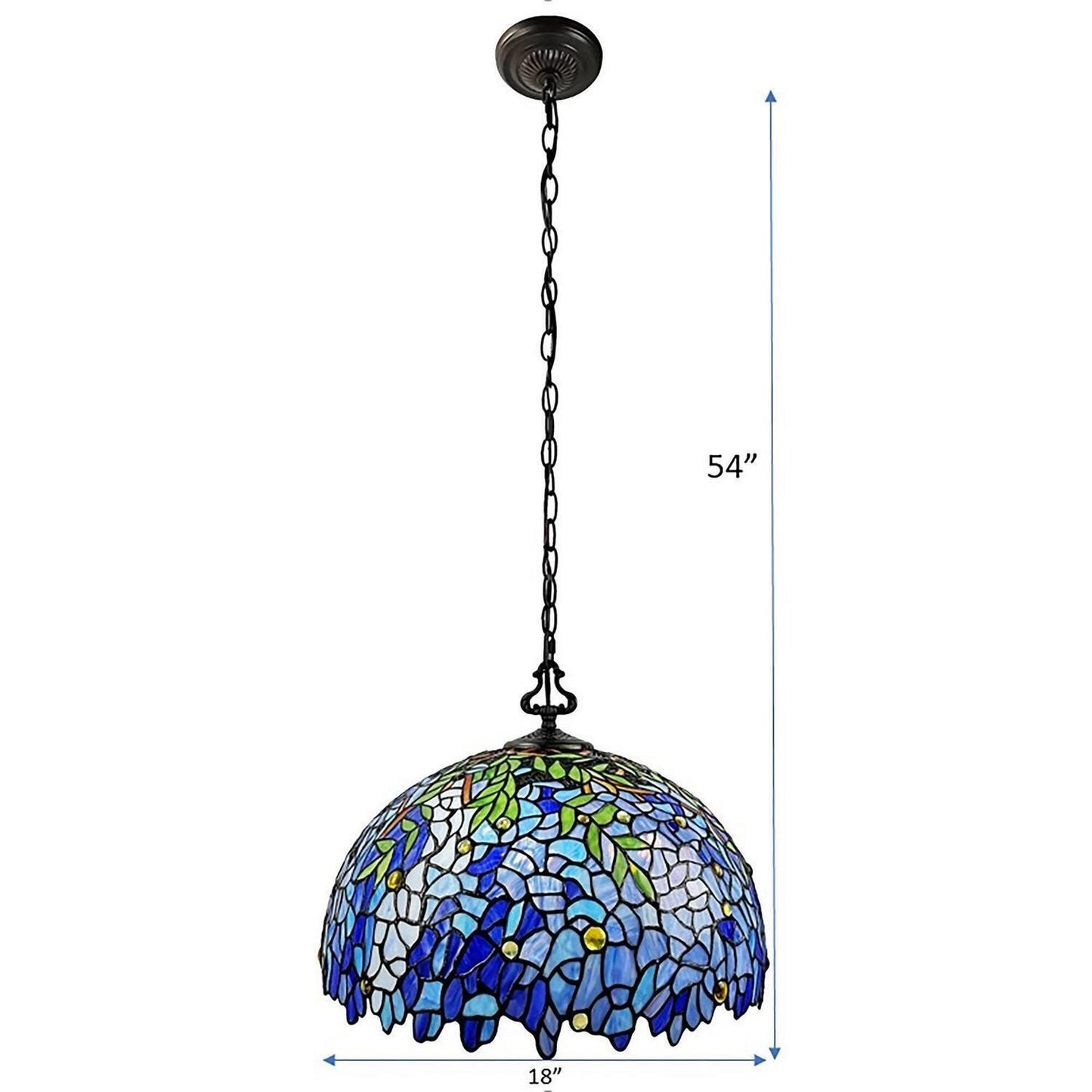 Wisteria Design Stained Glass Tiffany Style 2-Light Pendant Ceiling Light