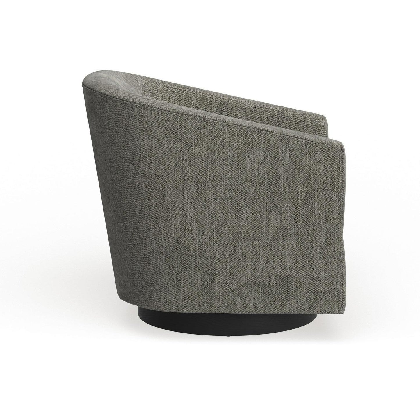 Swivel Accent Armchair with Wood Base and Barrel Back in Charcoal Grey