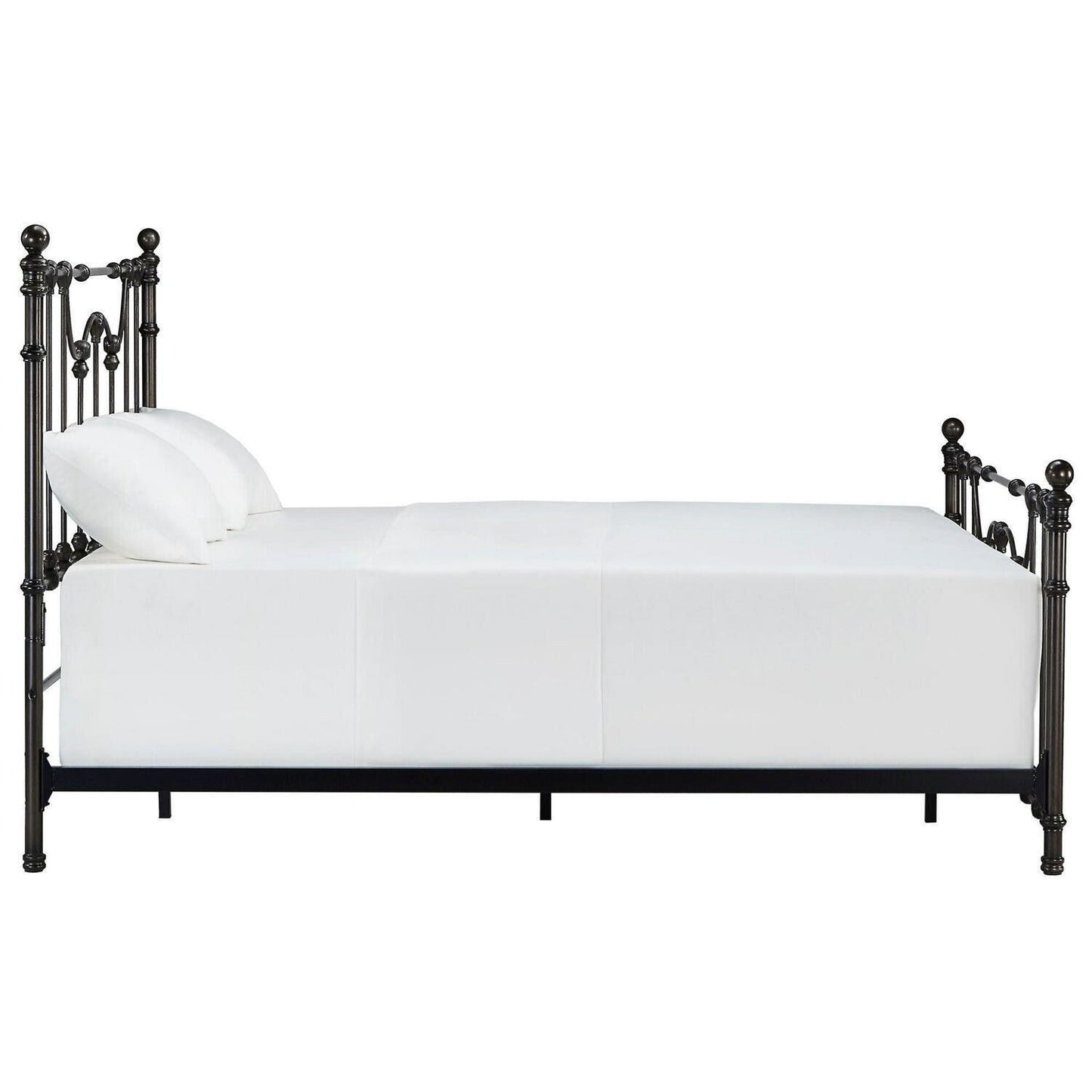 Beautiful Victorian Style Iron Metal Bed in Antique Dark Bronze Finish - KING