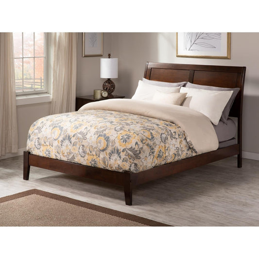 Queen Size Sleigh Bed Hardwood Traditional Hardwood Walnut Finish Bed