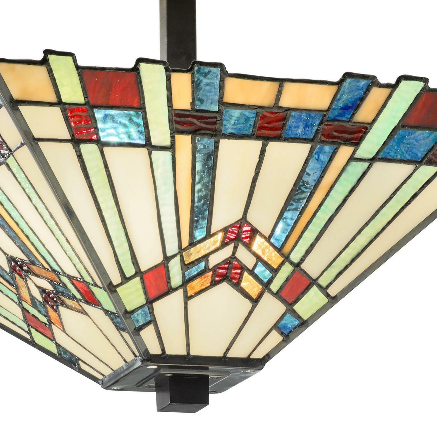 Multicolor Stained Glass Semi-Flushmount Ceiling Mission Style Light