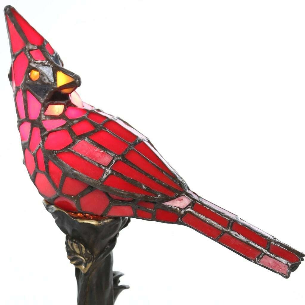 Red Stained Glass 13 inch Tall Cardinal Accent Table Lamp