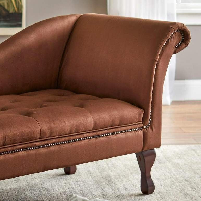 Lounge Sofa Chair Storage Chaise in Chocolate Brown w/ Hidden Storage