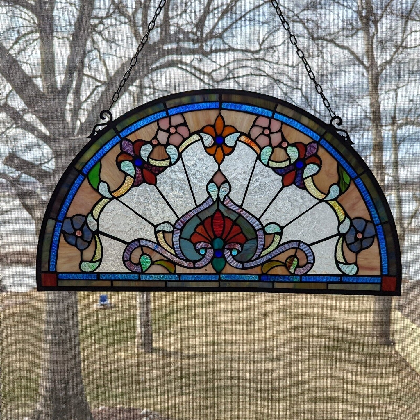 Beautiful Multicolor Stained Glass Suncatcher Window Panel 13x24