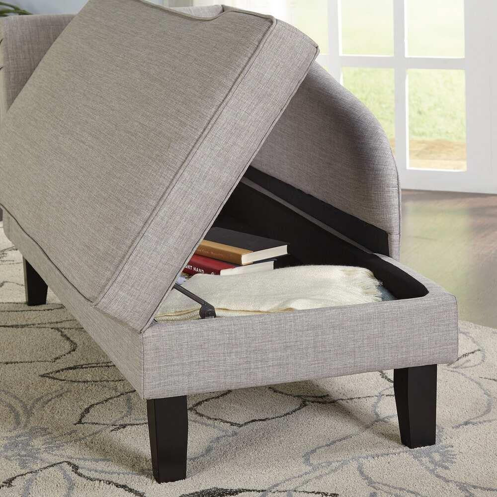 Chaise Lounge with Storage Compartment in Grey Finish