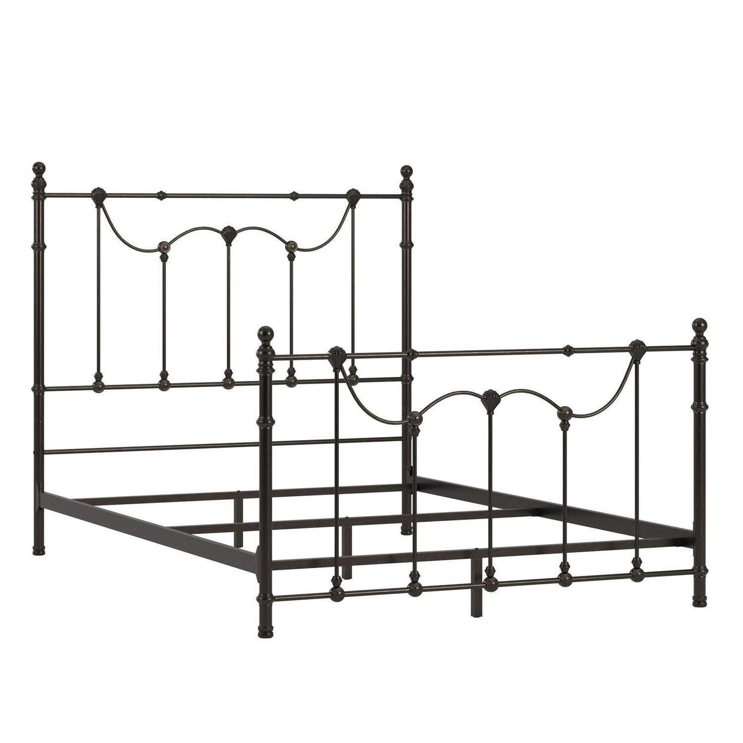 Beautiful Victorian Style Iron Metal Bed in Antique Dark Bronze Finish - KING