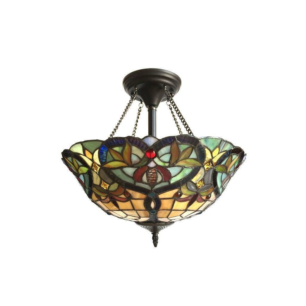 Tiffany Style Stained Glass Pendant Ceiling Light Victorian Design Bronze Finish