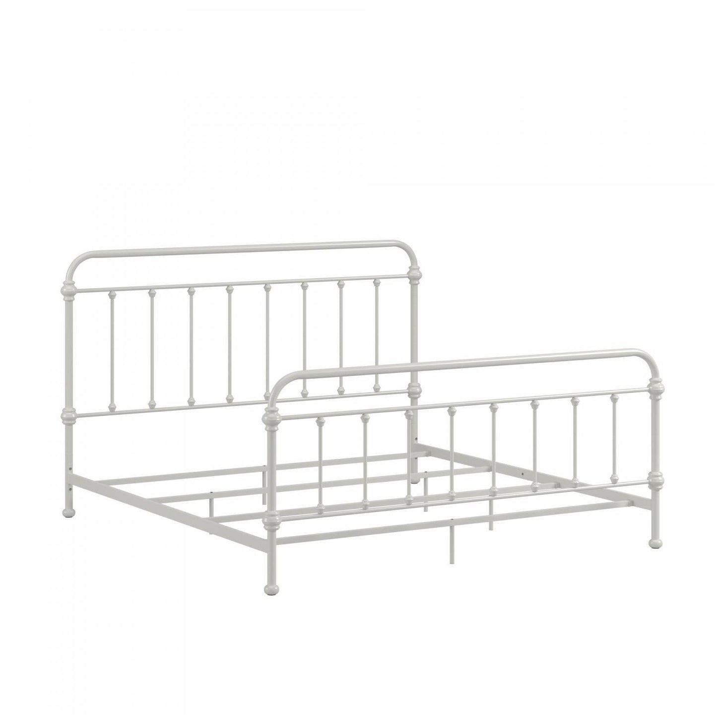 Classic FULL Size Metal Bed Traditional Country Style Glossy White