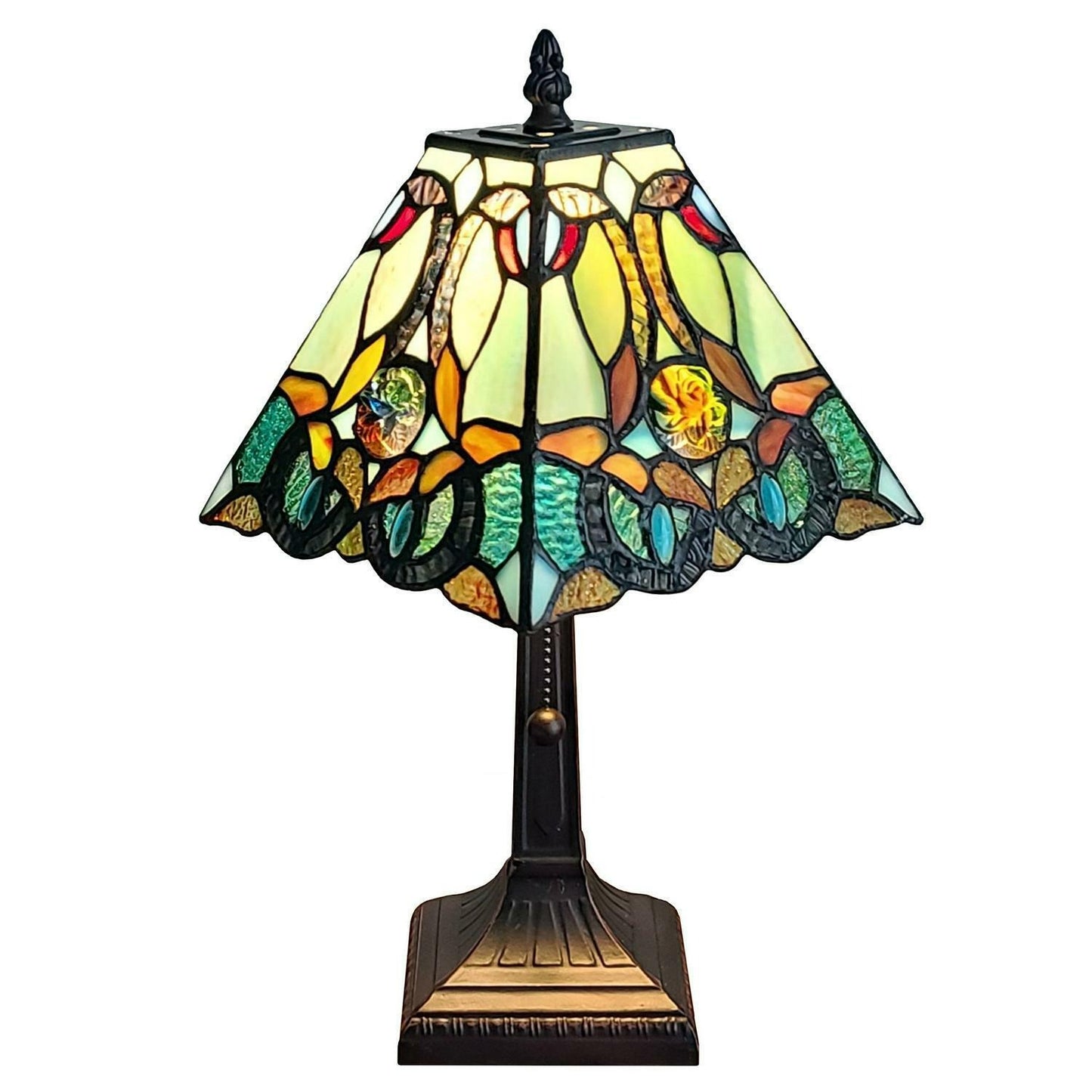 Floral Accent Mission Tiffany Style Style Stained Glass 15in Tall Table Lamp