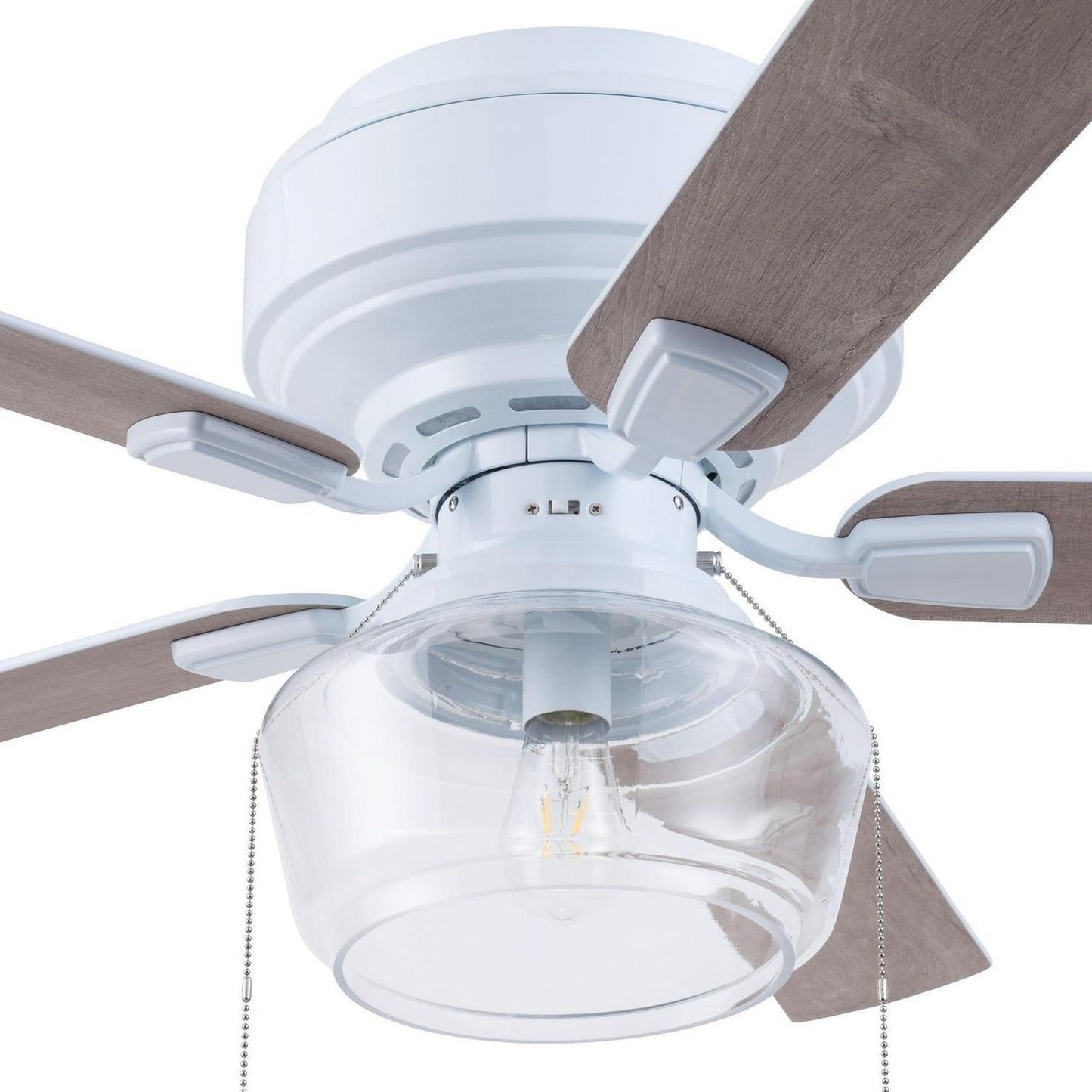 Bright White 52in 5-Blade Single Light Flush Mount Ceiling Fan - Pull Chain