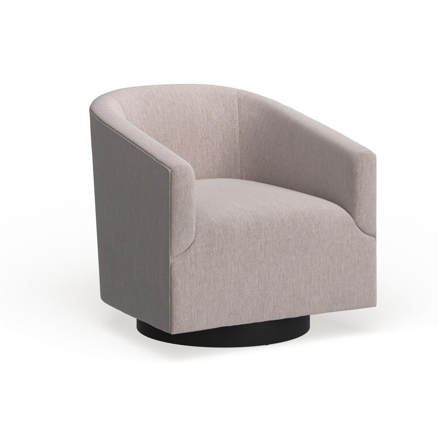 Swivel Accent Armchair with Wood Base and Barrel Back in Off White