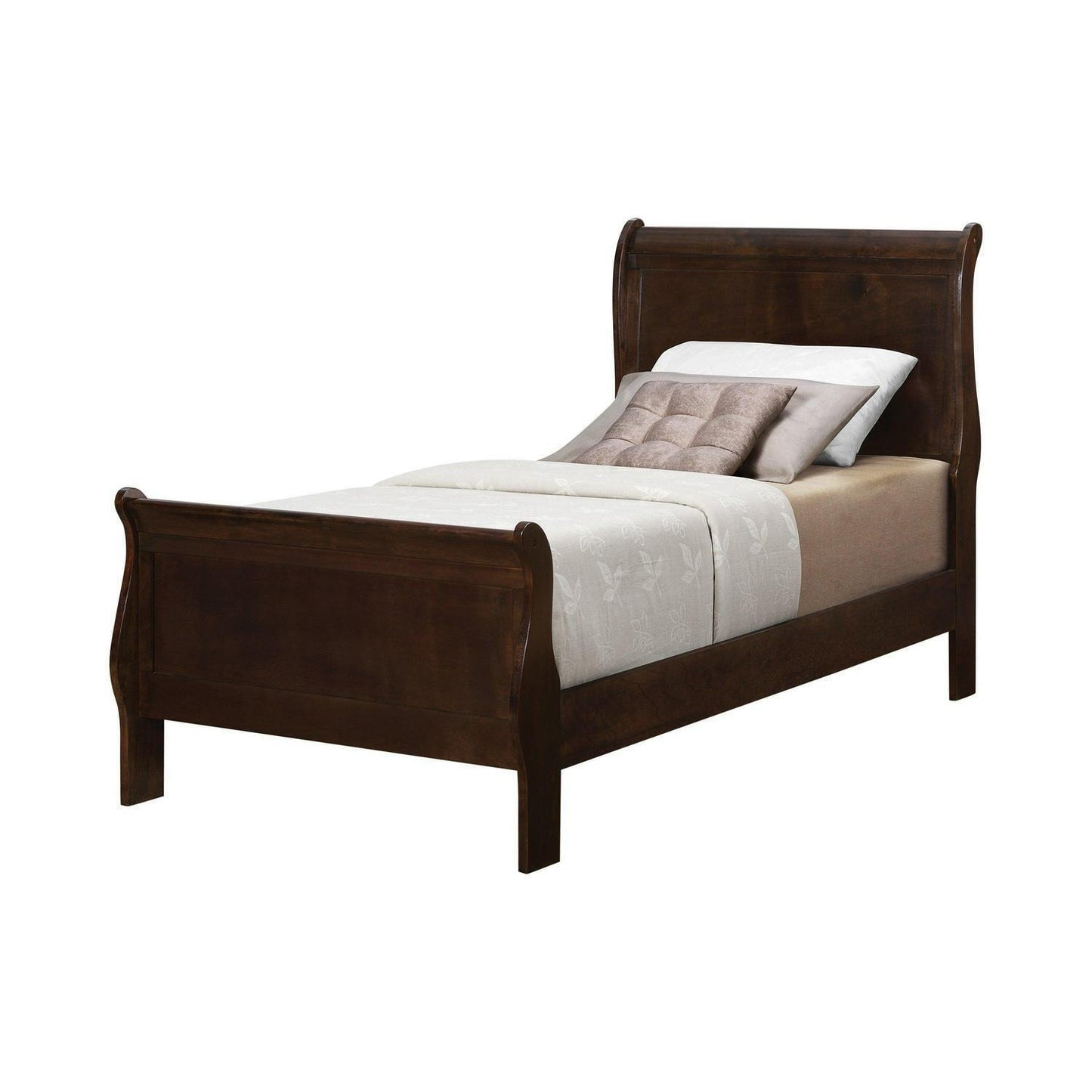 TWIN Size Traditional Sleigh Bed Hardwood Espresso Finish Bed