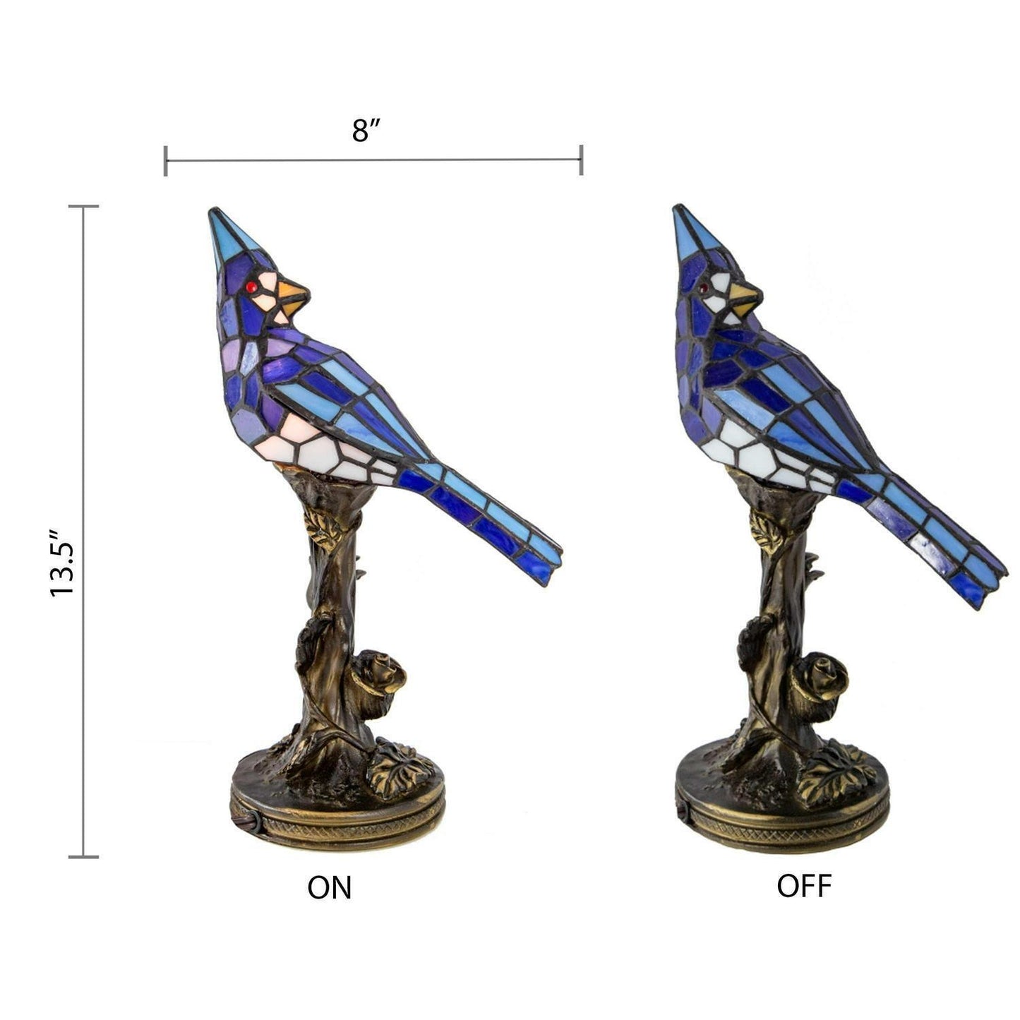 Stained Glass 13in Blue Jay Accent Table Lamp