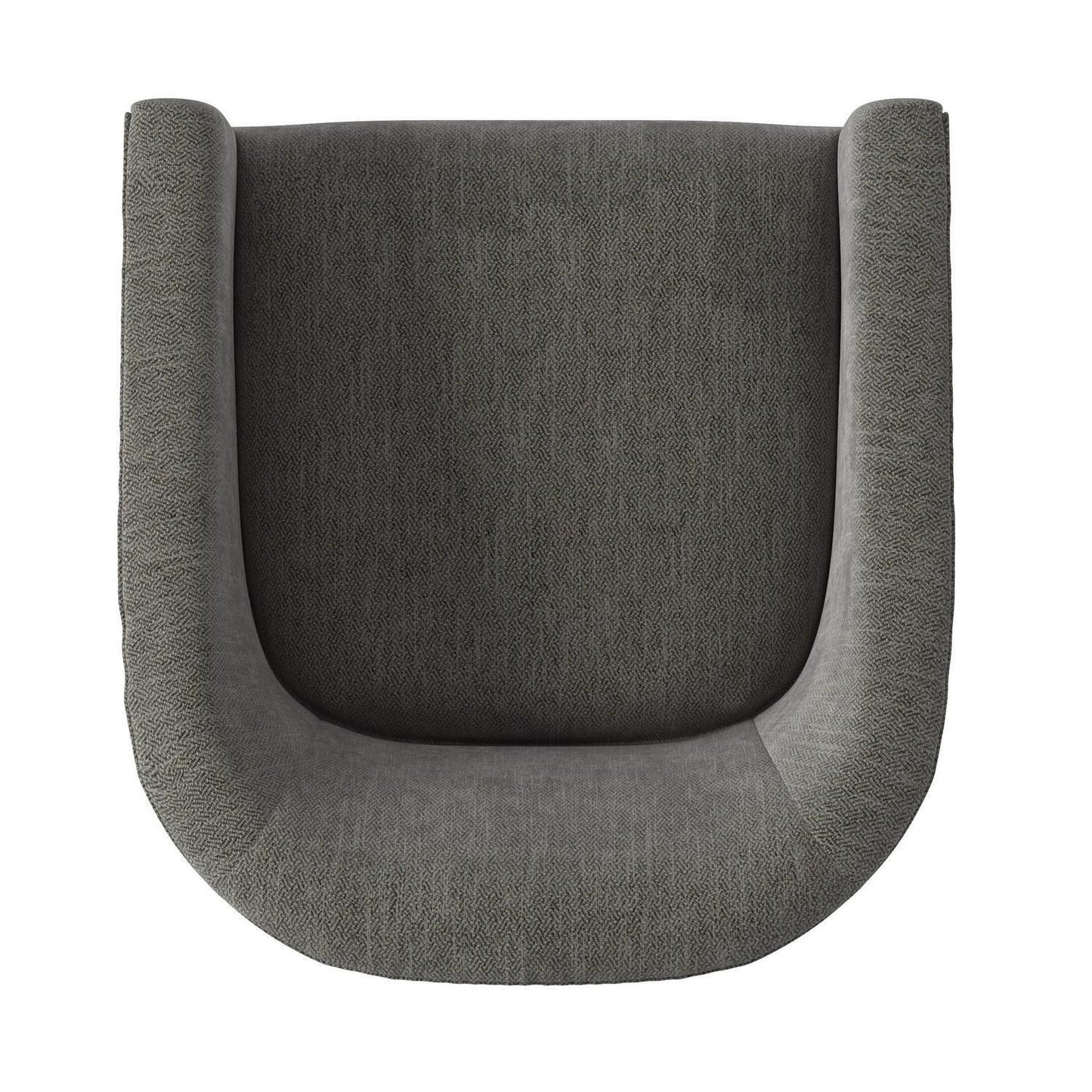 Swivel Accent Armchair with Wood Base and Barrel Back in Charcoal Grey