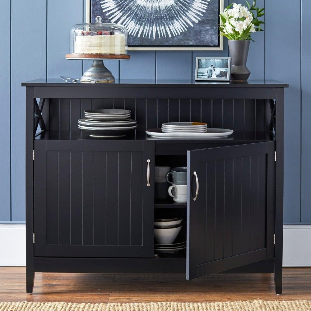 Dining Buffet Storage Cabinet Country Style Sideboard Black Finish