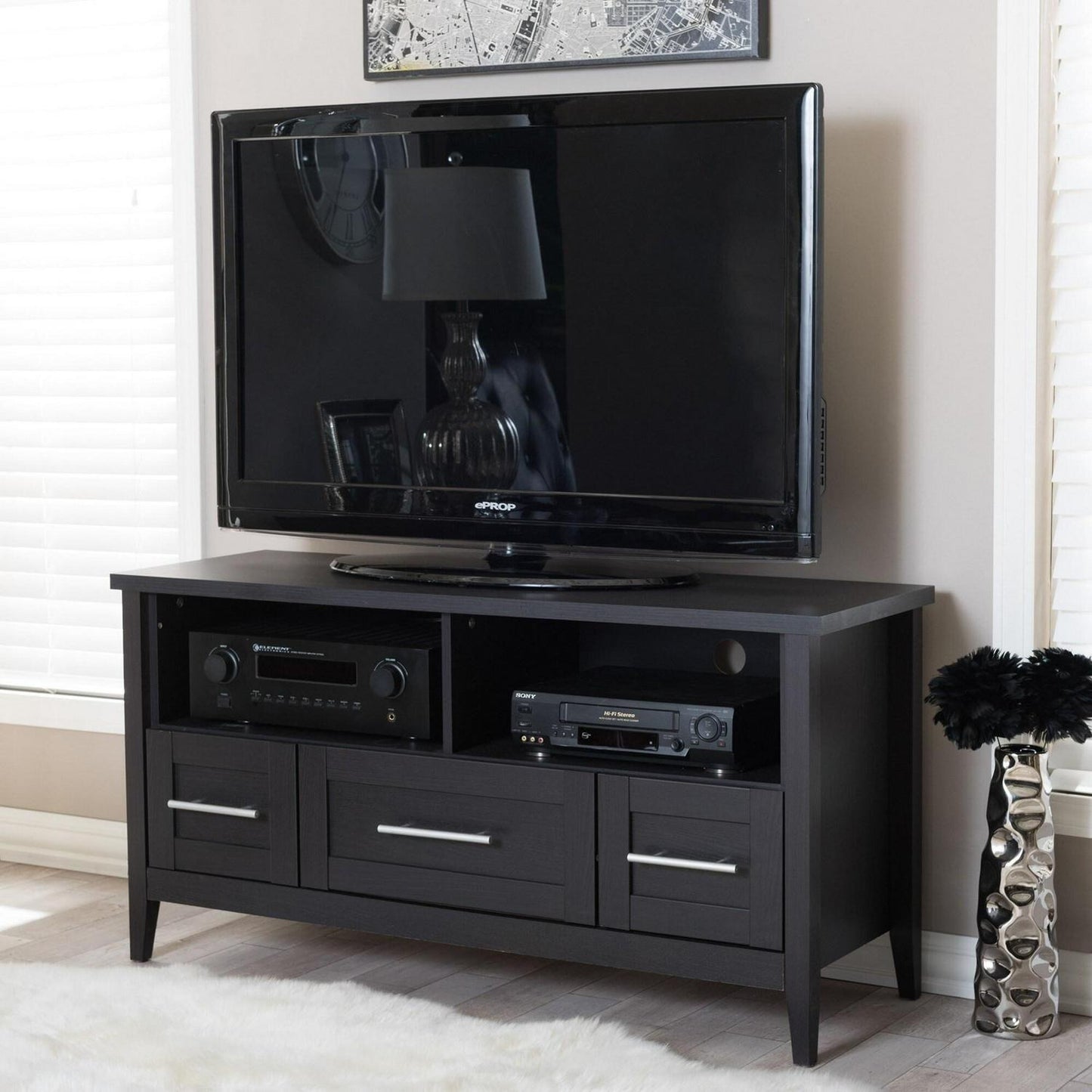 Modern TV Stand Espresso Finish Living Room Storage Media Center 48in Wide