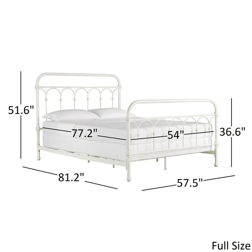 Classic Style Antique White Finish Casted Knot Metal Bed in FULL Size