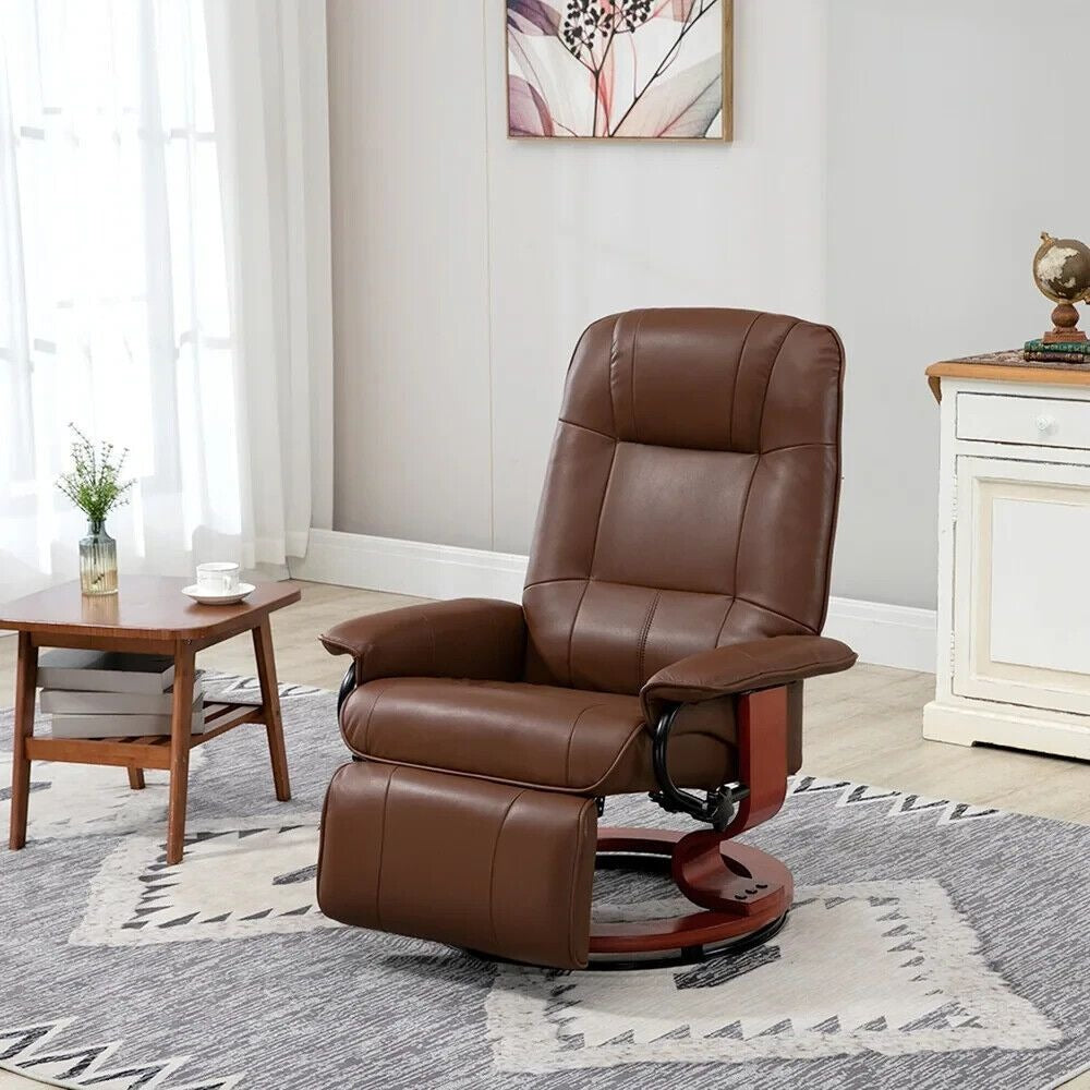 Brown Recliner Chair with Ottoman Footrest and Vibration Massage