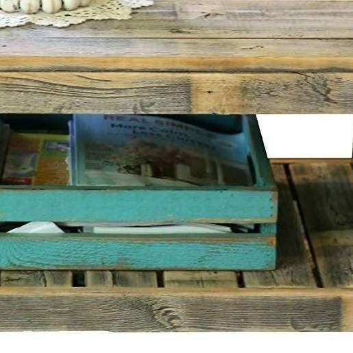 Rustic Natural Barn Wood Finish Accent Coffee Table on Wheels 40x20in