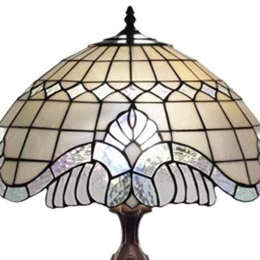 Tiffany Style Pearl White Stained Glass Baroque Table Lamp Accent Lamp 28in