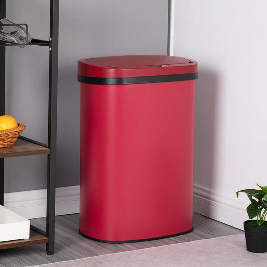 Auto Sensor Touchless Trash Can Kitchen Garbage Bin 50L/13G Stainless - in Red