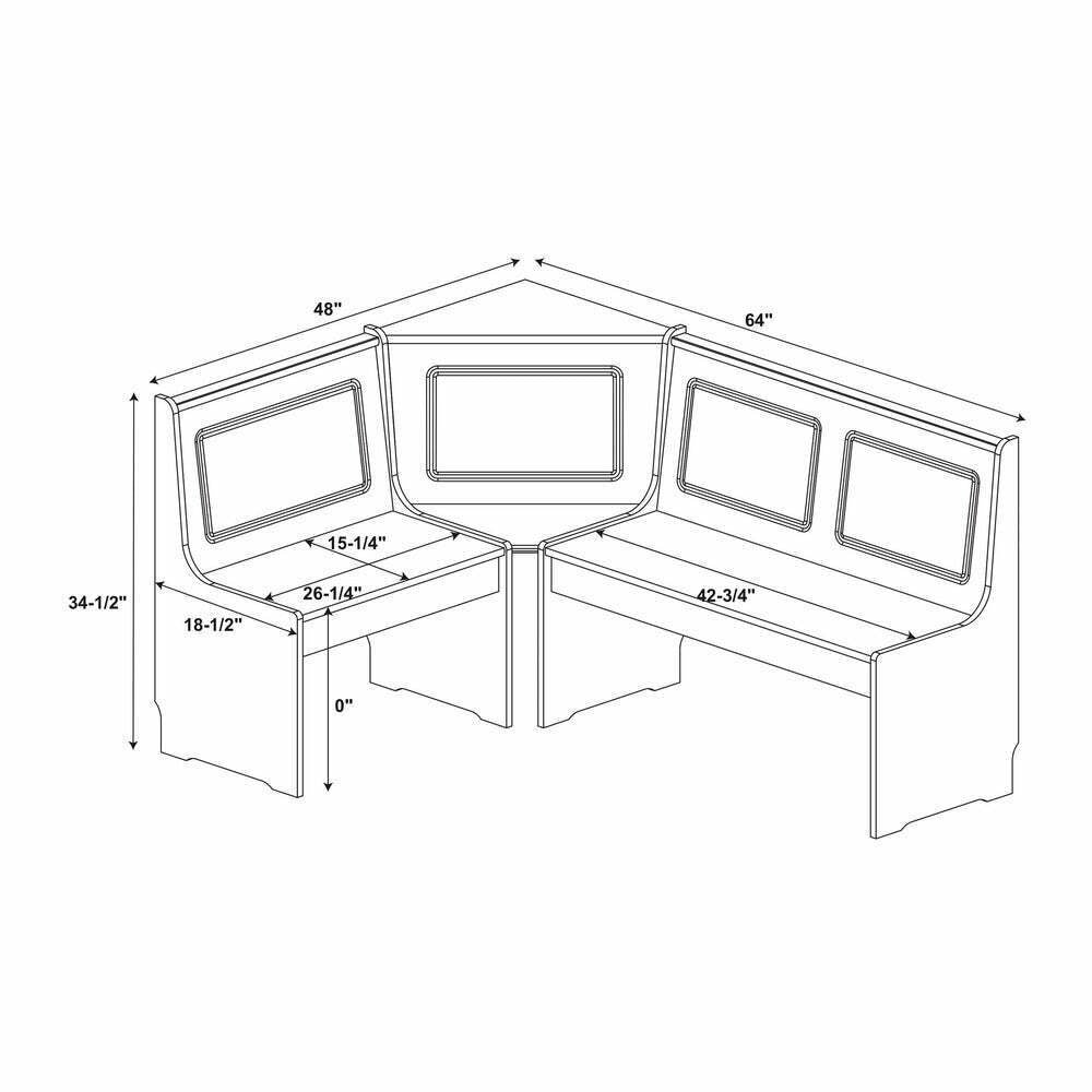 Farmhouse Style Corner Breakfast Dinette Set w/ Storage Bench - Black w/ Nat Top