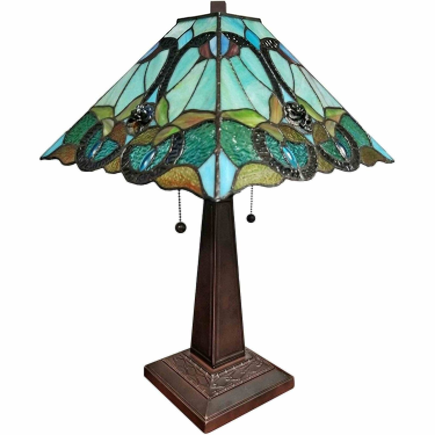 Tiffany Style Stained Glass Mission Sky Blue Table Lamp Desk Nightstand 20in